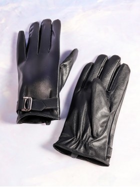 Unisex PU Touch Screen Gloves w/ Texture and Button Design